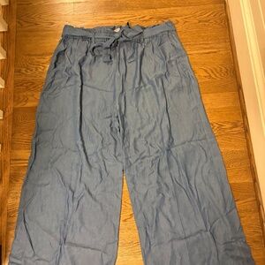 Johnny Was Bohemian Paper Bag Wide Leg Pant | Chambray Blue | Size XL | NWOT